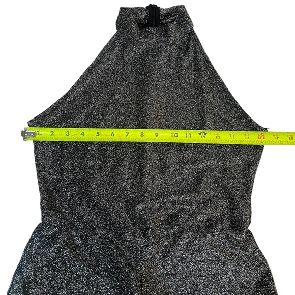 Sparkle Halter Neck Jumpsuit - Silver Metallic Shimmer - Picture 2 of 8